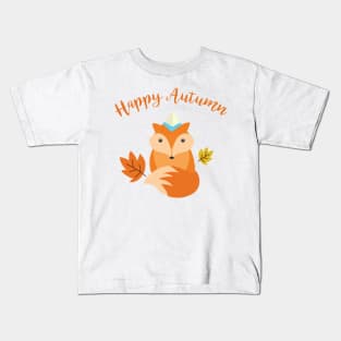 Little Fox Happy Autunm - Fall Begins Kids T-Shirt